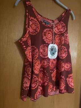 Toad&Co Red and Coral Floral Tie-Dye Tank  Sunkissed